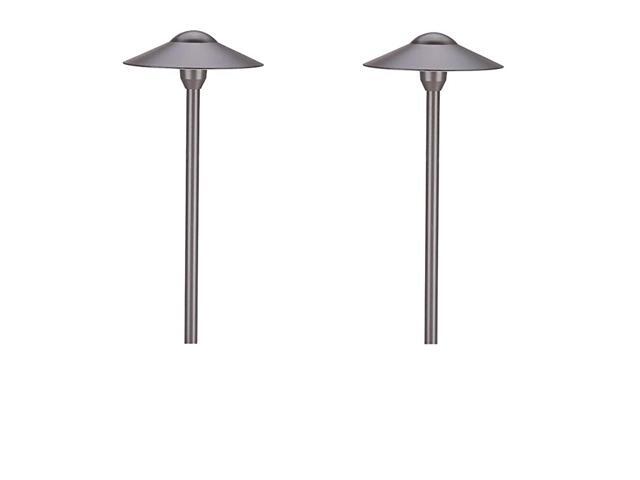 Aluminum Cast Low Voltage Outdoor Path Lighting Walkway Landscape LightsIncluded Ground Spike Free Bi Pin G4 LED Bulb Warm White 2Pack Bronze Finish