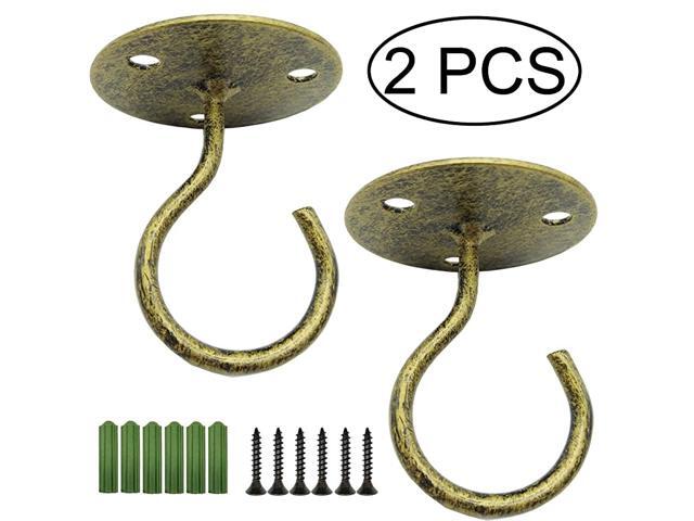 2PCS Wall Mount Ceiling Hooks Metal Plant Bracket Iron Wall Mount Lanterns Hangers for Hanging Bird Feeders Lanterns Wind Chimes Planters Outdoor