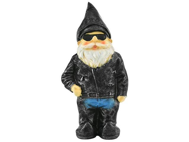 Biker Garden Gnome Statue By Fathers Day Outdoor Garden Figurine In Motorcycle Leather Jacket Excellent Garden Ornament Yard Art Funny Lawn Statue