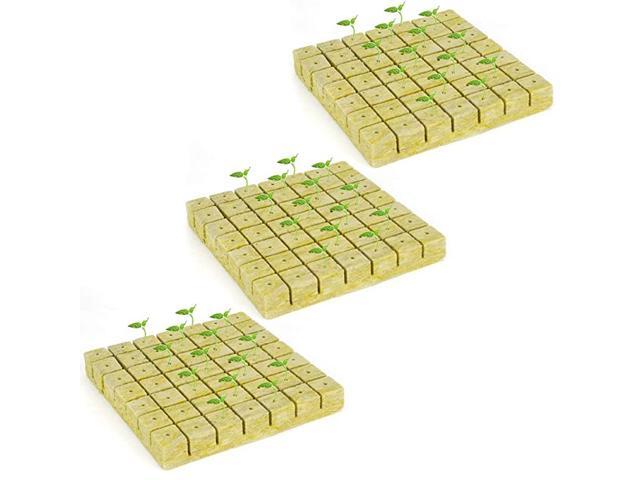 3 Packs 15x15x15 Inches Rockwool Starter Plugs Grow Cubes Starter Sheet Grow Media 147 Plugs Total Perfect for Cuttings Cloning Plant Propagation