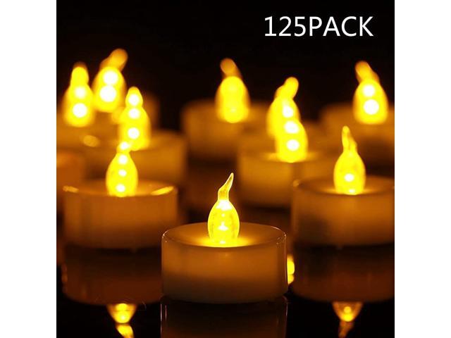 Tea Lights 125 Pack Flameless LED Tea Lights Candles Flickering Warm Yellow 100+ Hours BatteryPowered Tealight Candle Ideal for Party Wedding