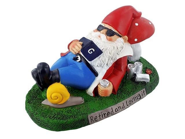 Retired and Loving It Garden Gnome Statue IndoorOutdoor Funny Lawn Gnome