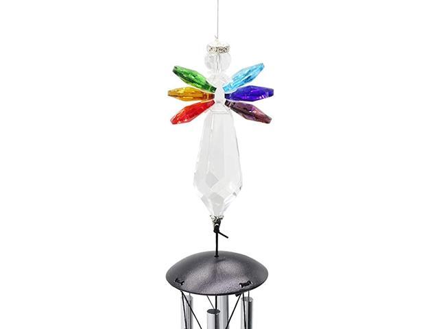 Crystal Angel Wind ChimesGuardian Angel Small Wind Chimes Memorial Gifts for Mom Neighbors Friends or LovedChristmas Angel Ornaments with Love and