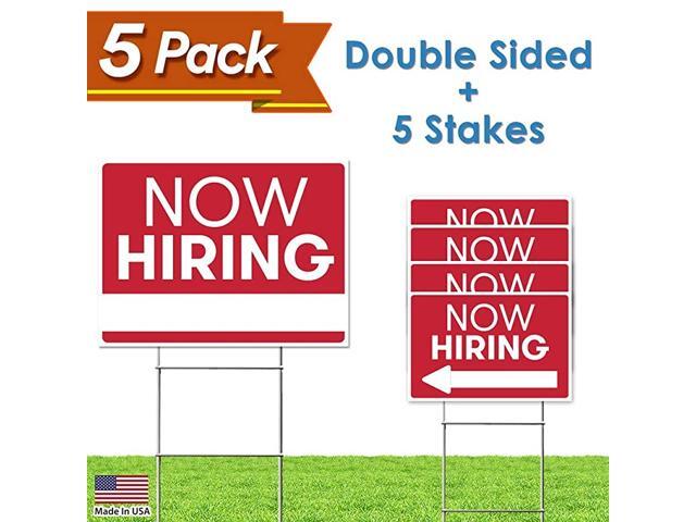 Hiring Business Event Sign Employer Store Job Fair Sign 5 Sign Bulk Pack 1 18quotx24quot Large Hiring amp 4 12quotx18quot Directional Arrows Thick