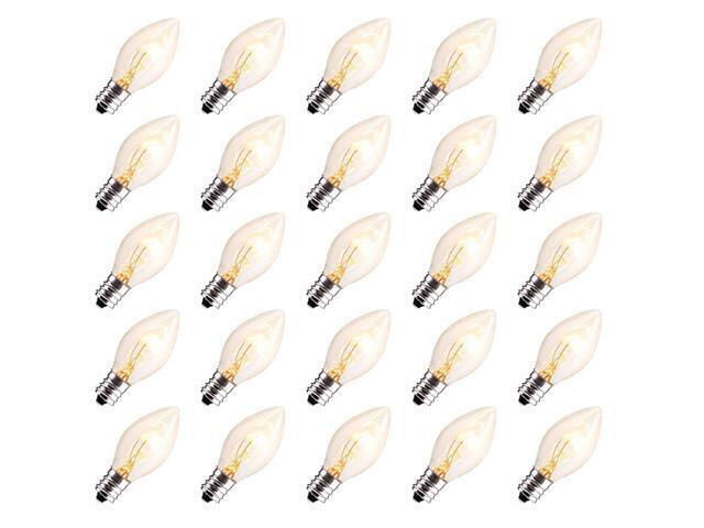 50 Pack C7 Incandescent Light Bulbs C7 Replacement Bulb for Christmas String Light E12 Candelabra Base 5 Watt Clear
