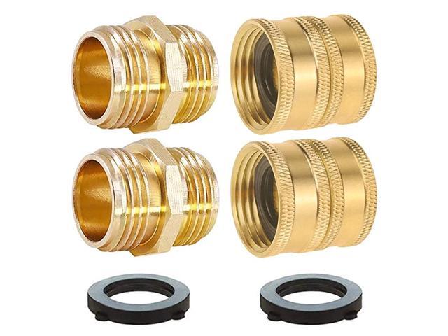 Garden Hose Connector Adapter 4Pack 34 GHT Brass Garden Hose Double Male and Female End Connector Fitting Male to Male Female to Female with Extra