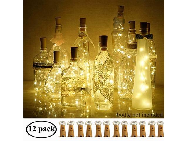 Wine Bottle Lights with Cork 12 Pcs 15 LEDs Cork Shape Silver Copper Wire Battery Powered LED Fairy String Lights for