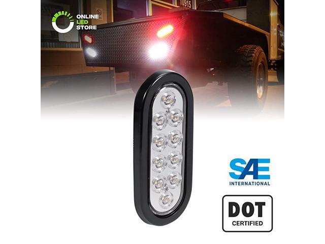White Oval LED Reverse Trailer Tail Light DOT FMVSS 108 SAE 2 R Grommet amp Plug Included IP67 Waterproof Back Up Signal Trailer Lights for Boat