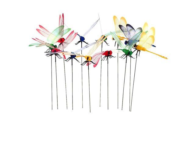 12 Pack 3D Garden Dragonfly Stakes with Sticks Dragonfly Planter Miniature Fairy Garden DecorationBig