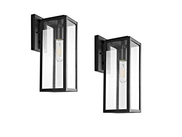 Outdoor Wall Lantern 15quot1Light Exterior Wall Sconce Light FixturesWall Mounted Single Light Black Wall Lamp with Clear Glass 2 Pack