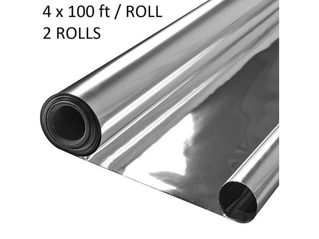 Highly Reflective Silver Mylar Film Roll 4 FT x 100 FT 2 Mil 2 Pack Total 800 Square Feet for Garden Greenhouse Grow Room Tent Covering Foil Sheets