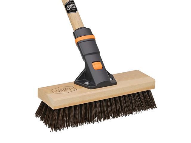 10quot Premium Rough Surface Deck Brush 60quot Comfort Grip Wooden Handle EVA Foam Comfort Grip to Clean Outdoor Surfaces Comfortably HeavyDuty