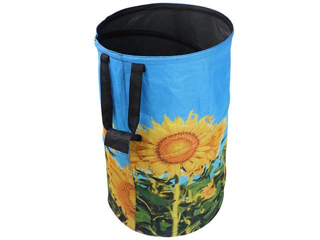 32 Gallon Garden Bag Reusable Popup Gardening Bag Sun Flower Print Collapsible Canvas Portable Yard Waste Bag