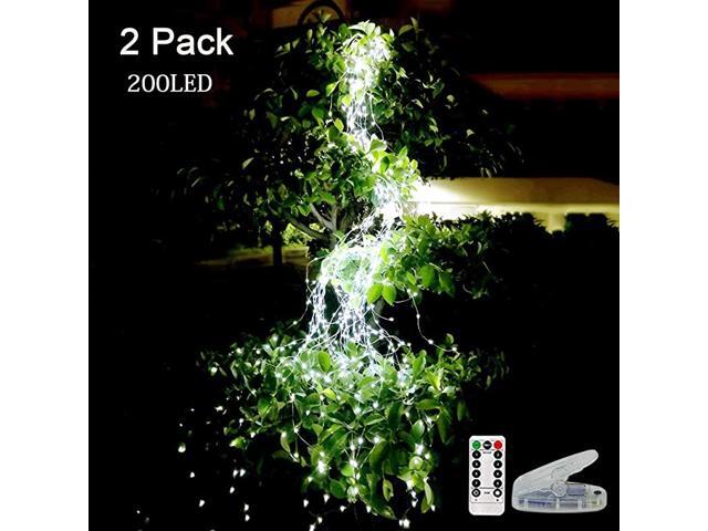 PCS Waterproof Decorative Waterfall String Lights10 Strands 00 LEDs Hanging Twinkle Fairy Lights Battery Operated with Remote Timer Silver Wire