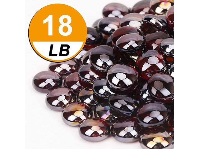 18 Pound Fire Glass Beads Fireglass Drops for Gas Fire Pit Fireplace Aquarium Fish Tank Decoration Amber Luster Reflective Decorative Glass Gems