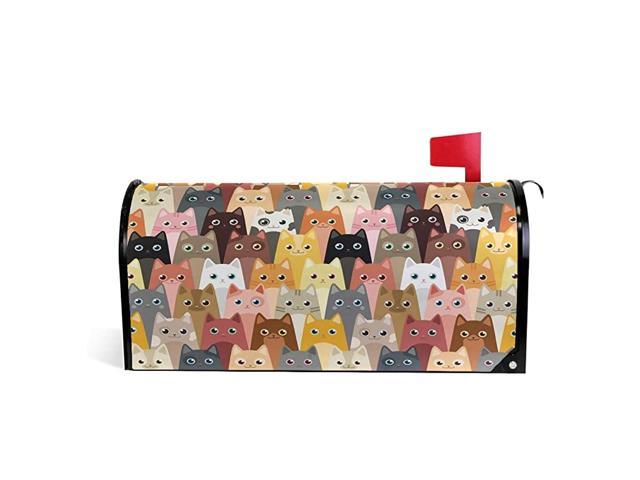 Cartoon Cat Animal Colorful Kitty Mailbox Covers Magnetic Large Post Letter Box Wraps Garden Yard Home Decor Oversize Size 255quot X 21quot