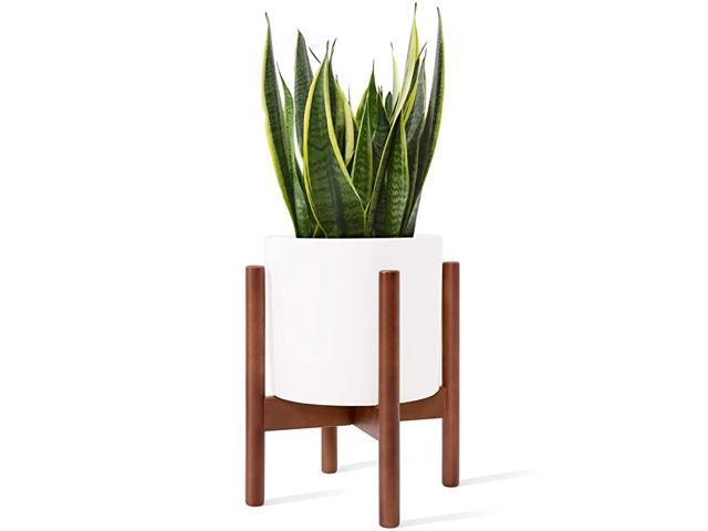 Plant Stand Mid Century Wood Flower Pot Holder Plant Pot NOT Included Potted Stand Indoor Display Rack Rustic Decor Up to 8 Inch Planter Brown