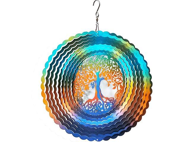 Stainless Steel Wind Spinner Worth Gifts Indoor Outdoor Garden Decoration Crafts Ornaments 12Inch Multi Color Life Tree Wind Spinners