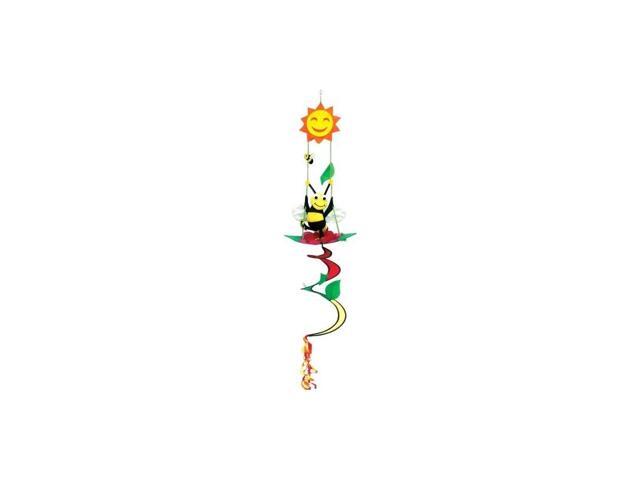 Sunshine Honey Bumble Bee Swinging on a Flower Bright amp Coloful Twister Spinner Windsock Hanging Garden Decorative Scuplture Decor 46 Inches Tall