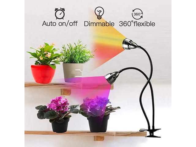 Grow Light for Indoor PlantsFull Spectrum Dual Head Desk Clip Plant Light for Seedling BloomingAdjustable Gooseneck amp Timer Setting 3H9H12H3