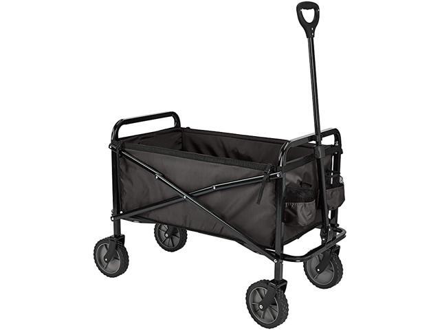 Garden Tool Collection Collapsible Folding Outdoor Garden Utility Wagon with Cover Bag Black