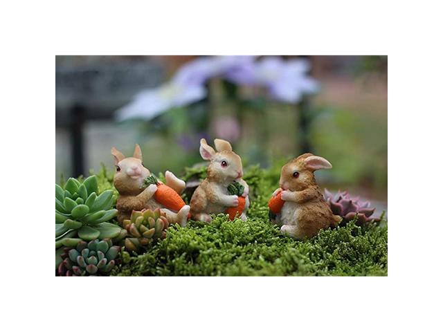 Miniature Bunnies 3 Sets Fairy Rabbit Figurines Easter Bunnies Statue Table Rabbit Spring Decoration