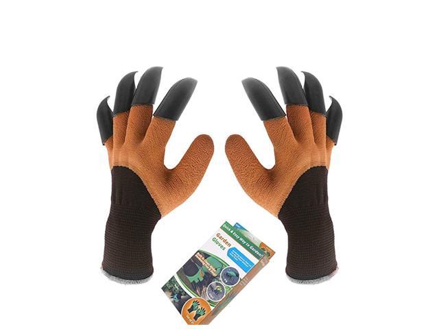 Garden Genie Gloves Sturdy Claws Gardening Gloves Quick amp Easy to Dig amp Plant Safe for Rose Pruning As Seen On TV Brown Right + Left Claws 1 pair