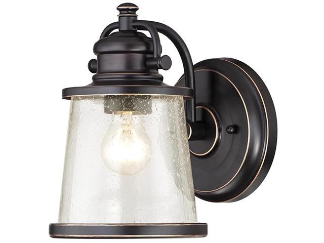 6374500 Emma Jane OneLight Outdoor Wall Lantern Antique Brass Finish with Clear Seeded Glass Porch Light