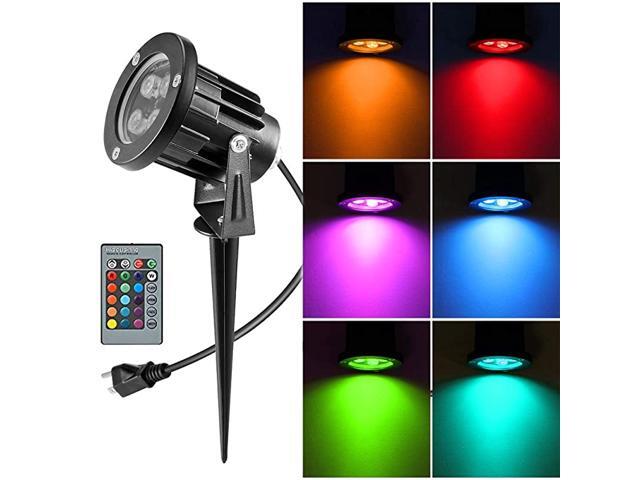 Lawn Flood Light Stake RGB Spot Lights8W Outdoor LED Flood Light Waterproof Garden Yard Lights with Remote Control2in 1 Landscaping Spotlights for