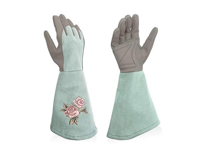 Rose Embroidery Pruning Gloves Gardening Gloves with Extra Long Forearm Protection for Women and men purple magenta blue olivegreen lightblue