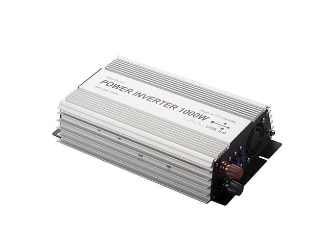 Power Inverter Dual AC Outlets DC 12V to 110V AC Car Converter with USB Charging Port for Smartphone Laptop Tablet