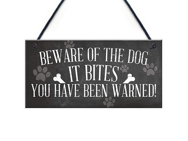 Funny Beware of The Dog It Bites Dog Hanging Plaque Home Warning Sign Decor 10quot X 5quot
