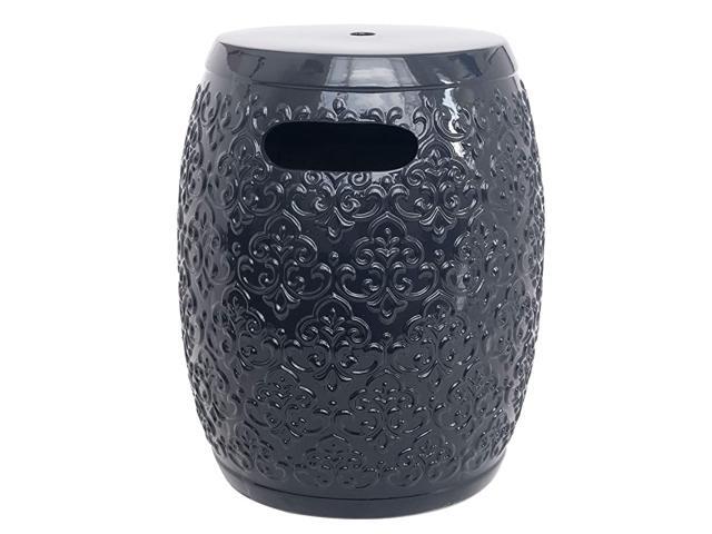 Brand DamaskPattern Ceramic Garden Stool or Side Table 16quotH Navy Blue