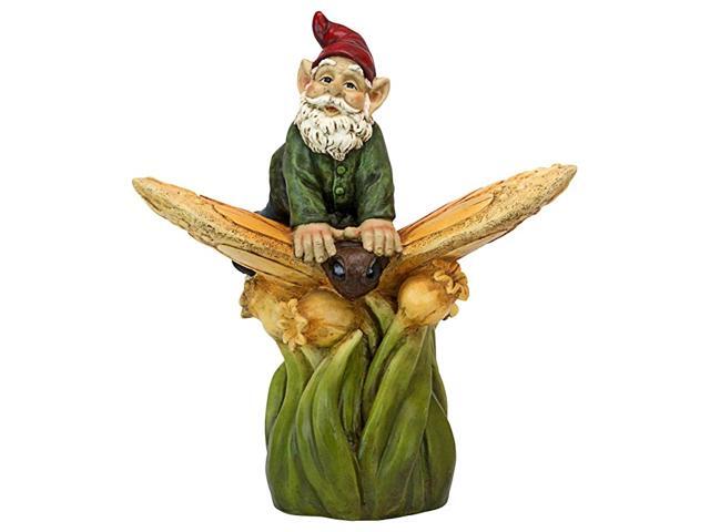 SH380879 On a Butterflys Back Garden Statue Gnome One Size MultiColor