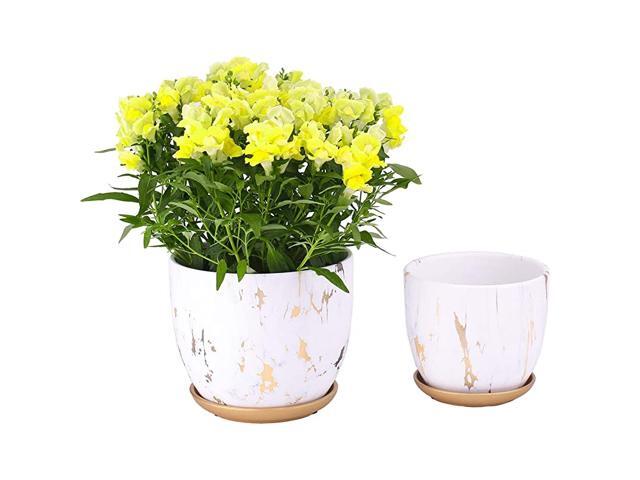 7 amp 55 Inch Ceramic Planters Set of 2 Modern Flower Plant Pot Gardening Pots with Drainage for Outdoor Indoor Yard Garden Home Office Decoration