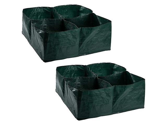 2 Pack Raised Garden Planter Fabric Bed 4 Divided Grids Durable Square Planting Grow Pot for Carrot Onion Herb Flower Vegetable Plants