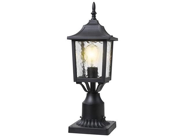 Exterior Light Outdoor Post Lantern 1 Pack Post Light Matt Black Pillar Lamp Fixtures with Water Rippled Glass for Patio Porch Garden Decor