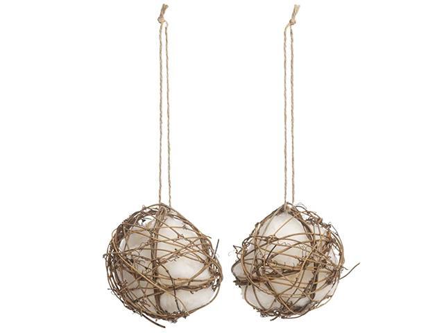 Set of 2 Globe Hummingbird Nesters Cotton Nesting Material for Hummingbirds Wrens Finches amp More Refillable Outdoor Bird Nesting Station for