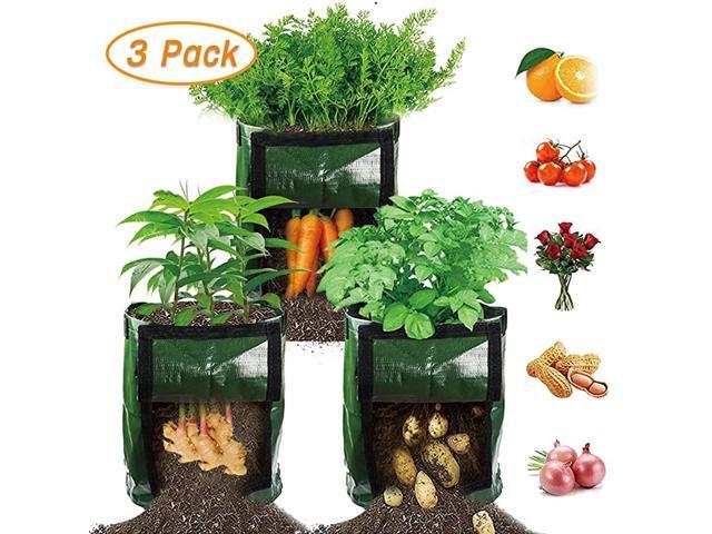 Pack Potato Grow Bags Plant Grow Bags 10 Gallon Heavy Duty Thickened Growing Bags Garden Vegetable Planter with Handles amp Large Harvest Window