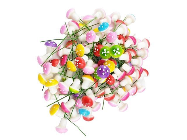 Pack of 100 Mini Foam Mushroom for Garden Ornament Flower Pots Bonsai Micro Landscape Decor Assorted Color