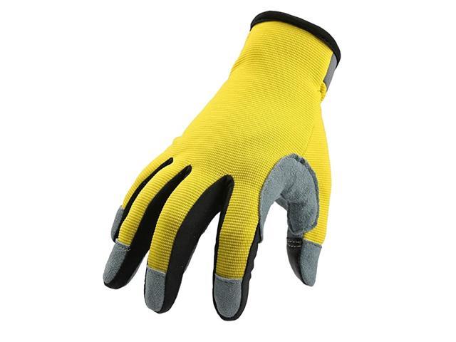 Yard Gloves with Genuine Deerskin Leather Palm and Sensitive Touch Screen Fingertips Breathable and Snugfit for Work Gardening DIY Mechanics Women