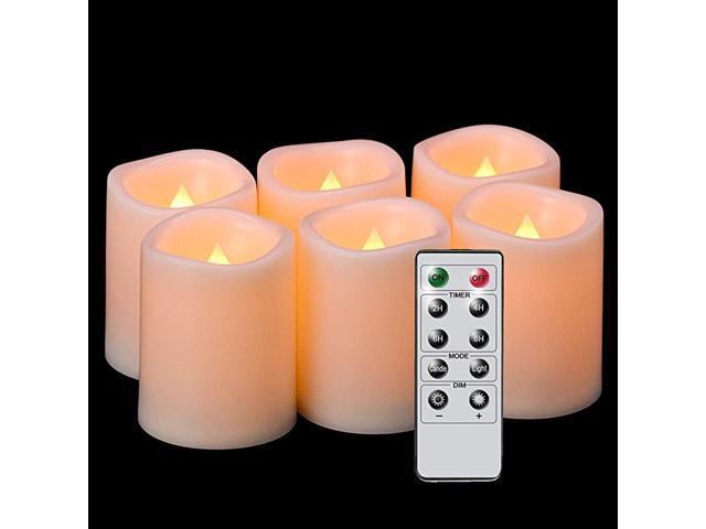 Flameless Flickering Votive Battery Operated Tealight Candles with Remote Control Warm White Light Realistic Outdoor LED Candles Bulk Set of 6 for