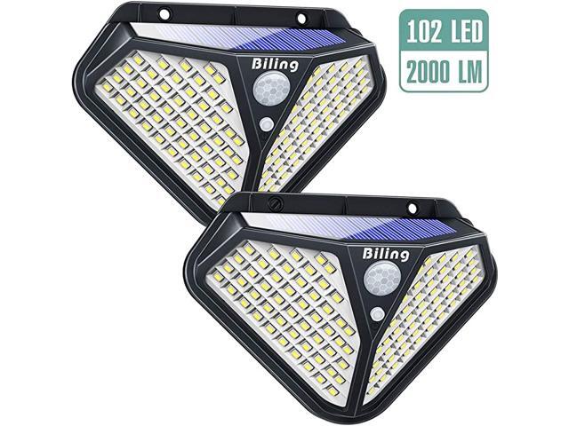 Solar Lights Outdoor Diamond 102 LED Solar Motion Sensor Security Lights 270° Wide Angle Solar Garden Wall Lights Wireless Waterproof for Porch
