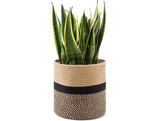 Jute Rope Plant Basket Modern Floor Indoor Planter for 10quot Flower Pot Woven Storage Organizer with Handles Rustic Home Decor 11quot x 11quot