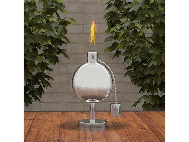50220 Tabletop Torch Lamp10 Stainless Steel Outdoor Fuel Canister Flame Light for Citronella with Fiberglass Wick for Backyard Patio