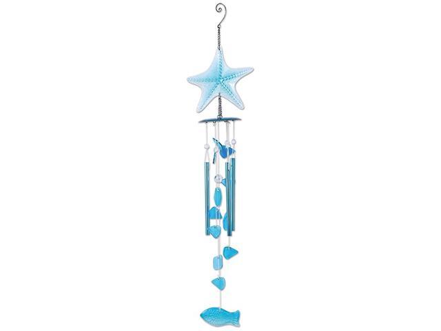 92539 Blue Starfish Wind Chime Metal and Color Glass