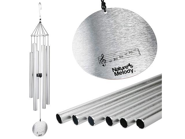 Aureole Tunes Wind Chimes Outdoor Windchime with 6 Tubes Tuned to E Pentatonic Scale 100 Rustproof Aluminum Powder Finish amp S Hook Hanger for