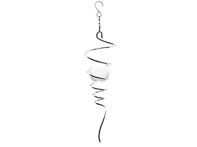 Ball Spiral Tail Wind Spinner StabilizerIndoor Outdoor Decoration Stainless Steel Glass Ball With Hanging Swivel Hook 11quot inch