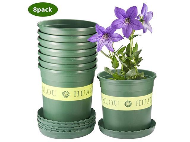 Pots for Plants 15 Gallon Flower Pots Nursery Pots with Drainage Hole and Tray Pack of 8 Plants not Included