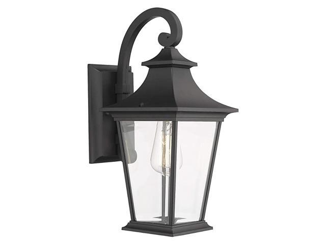 Outdoor Wall Lantern 1Light Exterior Wall Mount Light with Clear Glass in Black Finish 18quot Height 500181